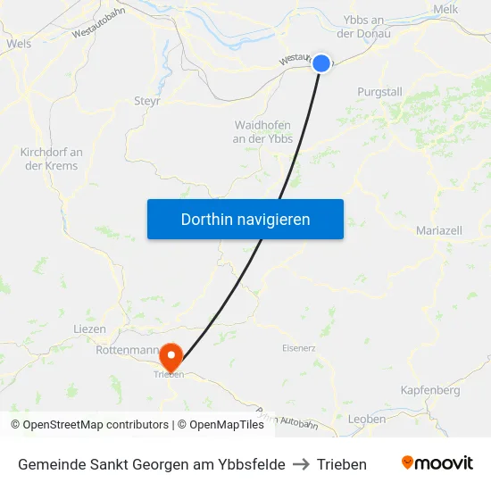 Gemeinde Sankt Georgen am Ybbsfelde to Trieben map