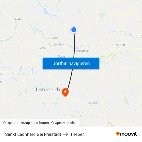 Sankt Leonhard Bei Freistadt to Trieben map