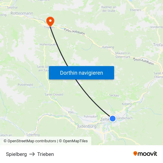 Spielberg to Trieben map