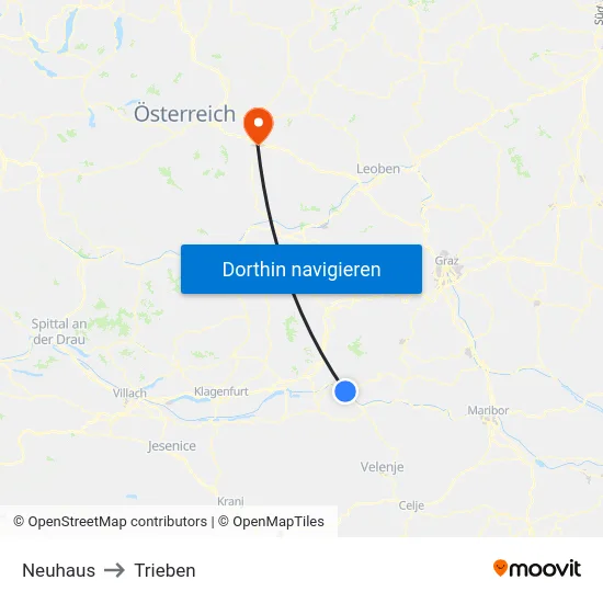 Neuhaus to Trieben map