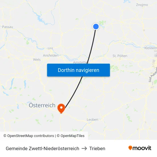 Gemeinde Zwettl-Niederösterreich to Trieben map