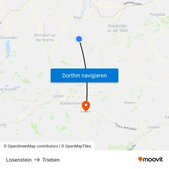 Losenstein to Trieben map