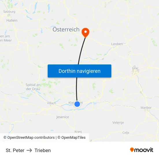 St. Peter to Trieben map