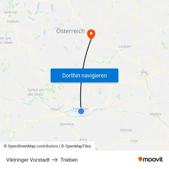 Viktringer Vorstadt to Trieben map