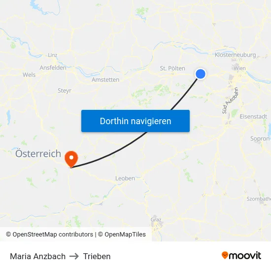 Maria Anzbach to Trieben map