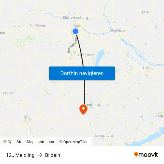 12., Meidling to Bildein map