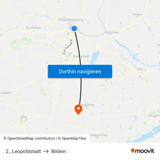 2., Leopoldstadt to Bildein map