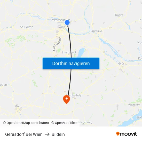 Gerasdorf Bei Wien to Bildein map
