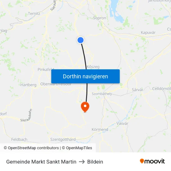 Gemeinde Markt Sankt Martin to Bildein map