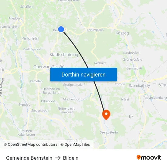 Gemeinde Bernstein to Bildein map