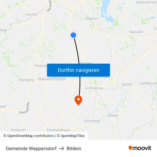 Gemeinde Weppersdorf to Bildein map