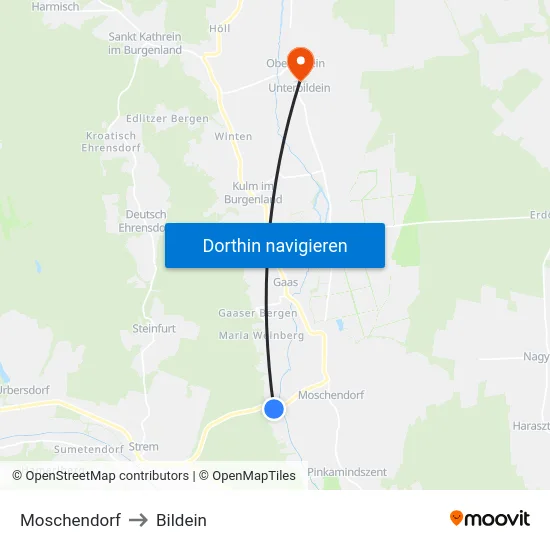Moschendorf to Bildein map