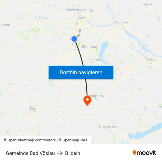 Gemeinde Bad Vöslau to Bildein map