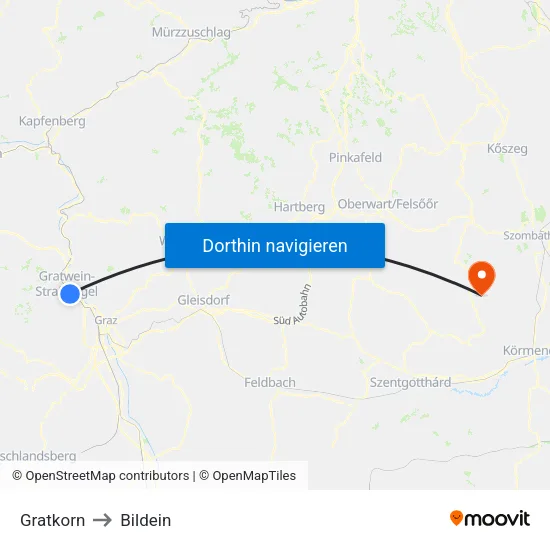 Gratkorn to Bildein map
