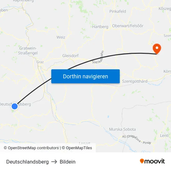 Deutschlandsberg to Bildein map