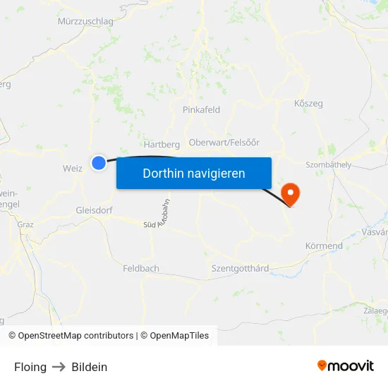 Floing to Bildein map
