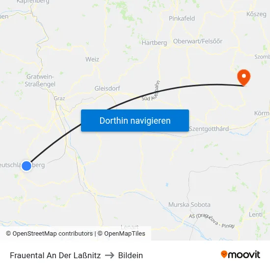 Frauental An Der Laßnitz to Bildein map