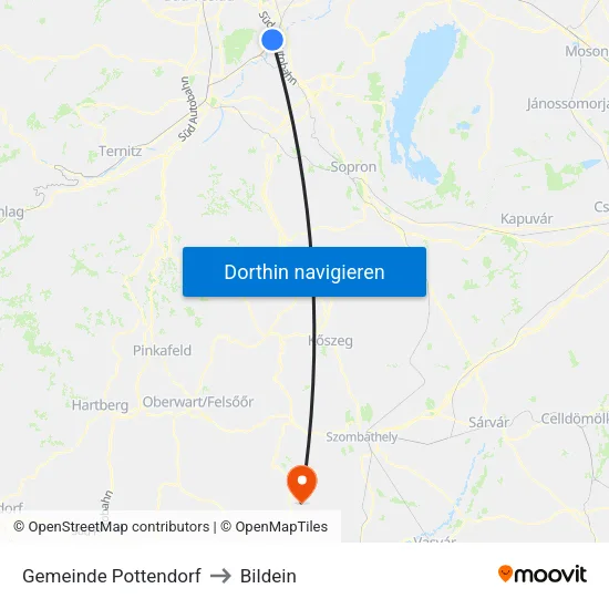 Gemeinde Pottendorf to Bildein map