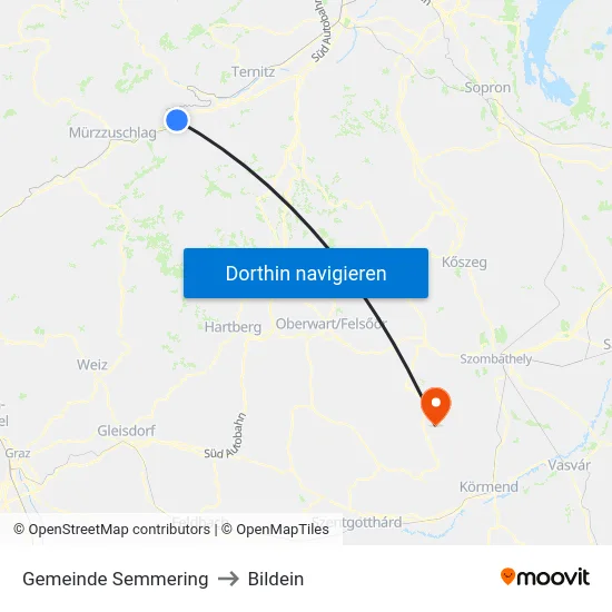 Gemeinde Semmering to Bildein map
