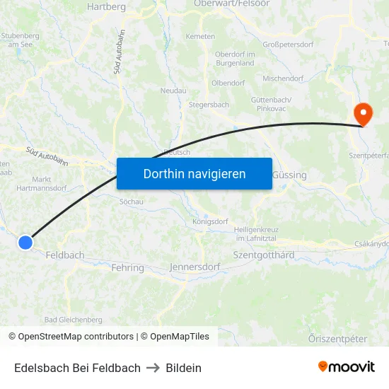 Edelsbach Bei Feldbach to Bildein map