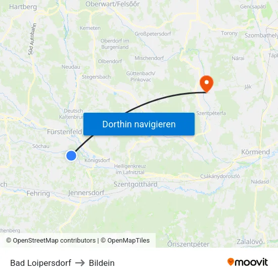 Bad Loipersdorf to Bildein map