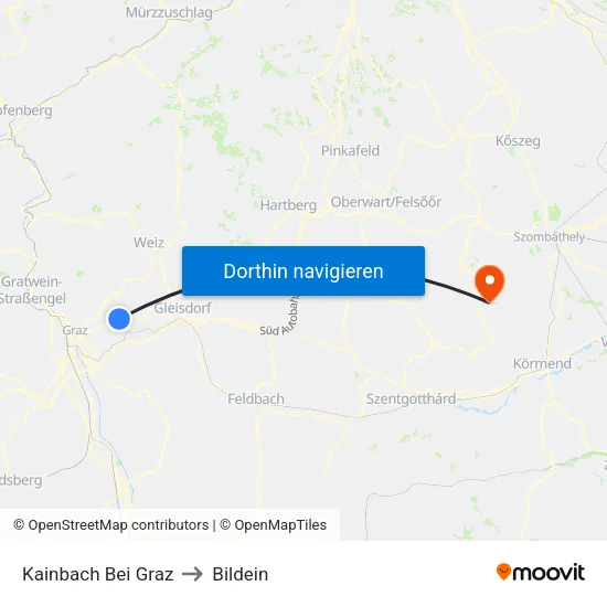 Kainbach Bei Graz to Bildein map