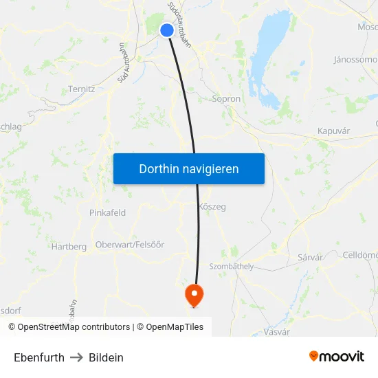 Ebenfurth to Bildein map