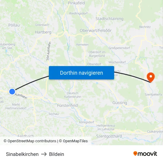 Sinabelkirchen to Bildein map