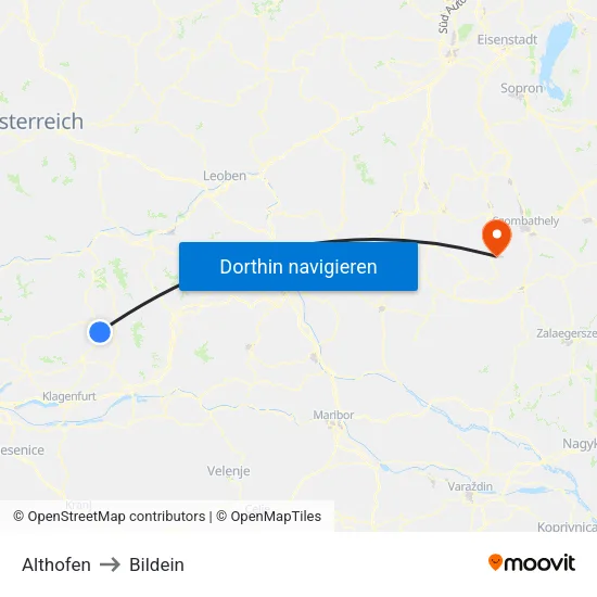 Althofen to Bildein map