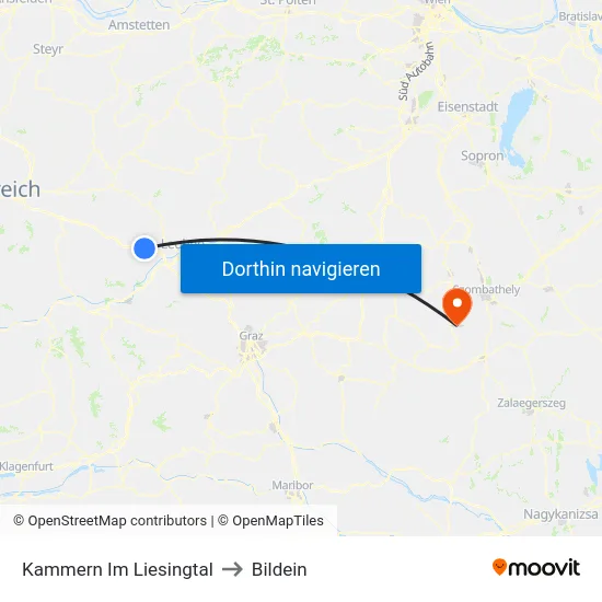 Kammern Im Liesingtal to Bildein map