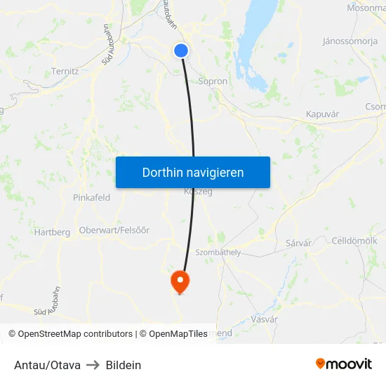 Antau/Otava to Bildein map