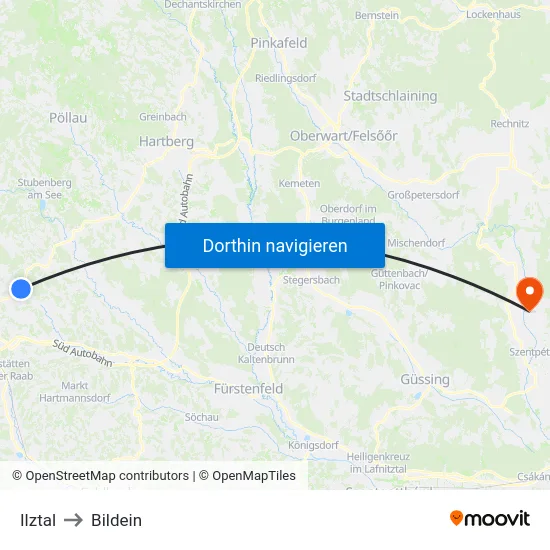 Ilztal to Bildein map