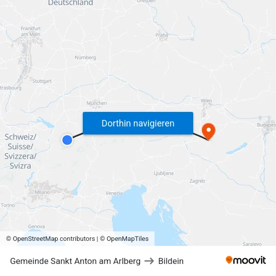 Gemeinde Sankt Anton am Arlberg to Bildein map