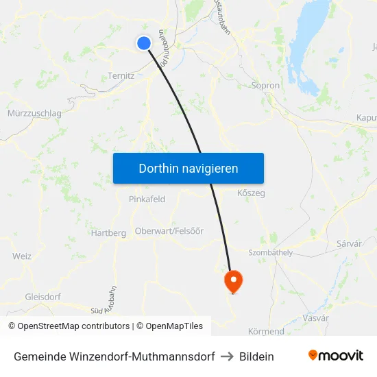 Gemeinde Winzendorf-Muthmannsdorf to Bildein map