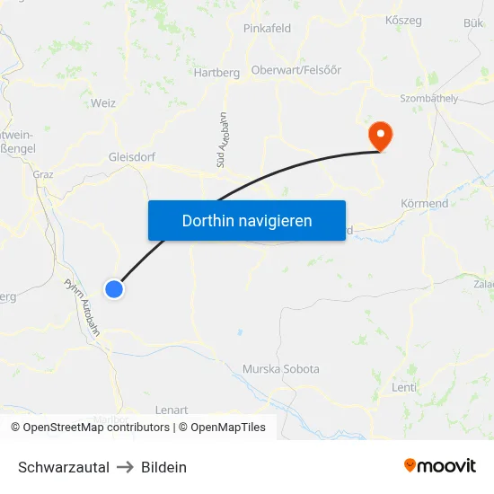 Schwarzautal to Bildein map