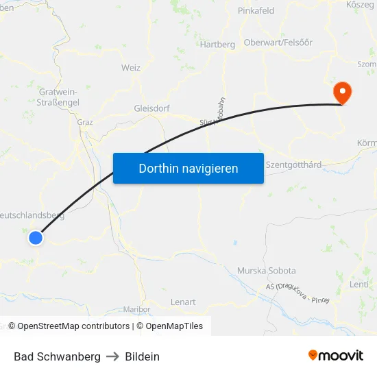 Bad Schwanberg to Bildein map