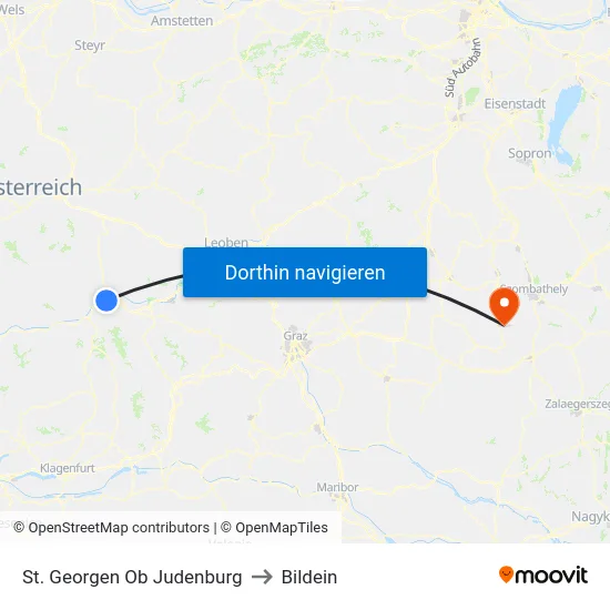 St. Georgen Ob Judenburg to Bildein map