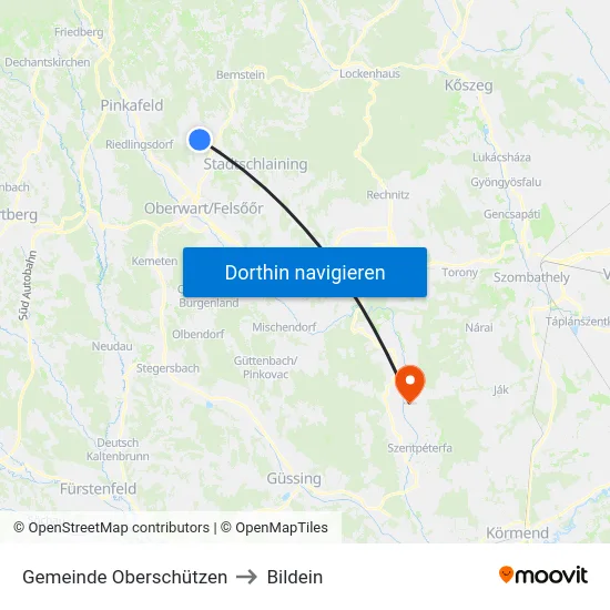 Gemeinde Oberschützen to Bildein map