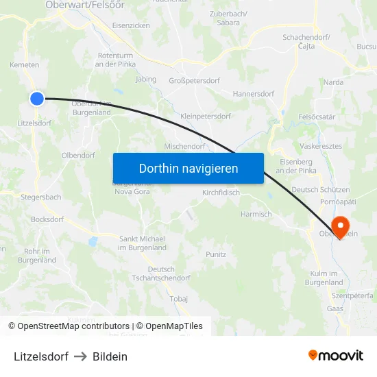 Litzelsdorf to Bildein map