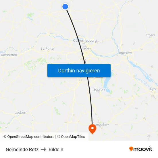 Gemeinde Retz to Bildein map