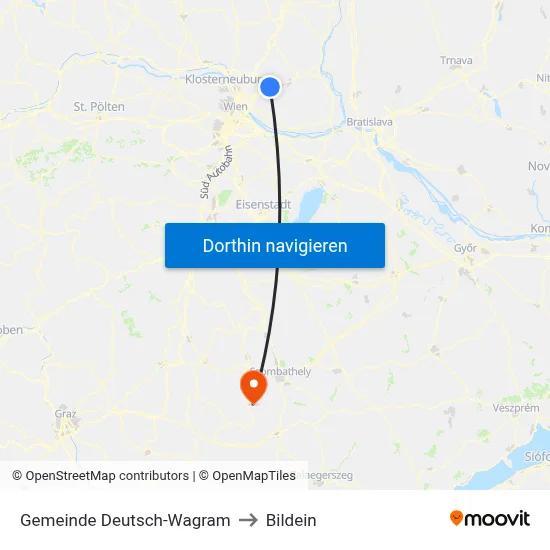 Gemeinde Deutsch-Wagram to Bildein map