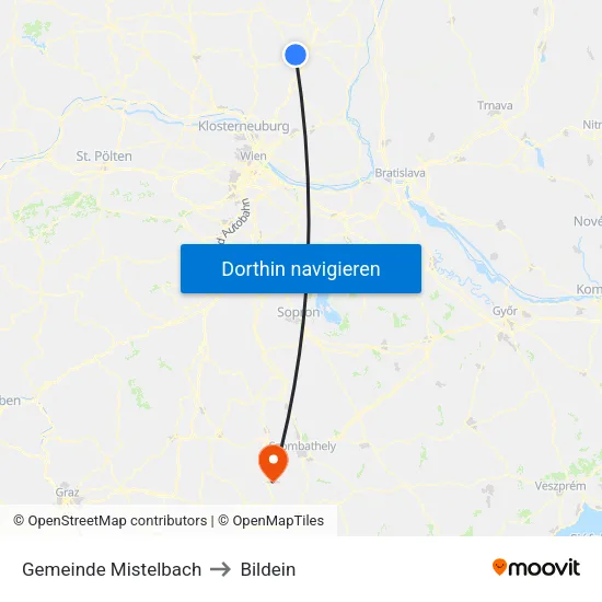 Gemeinde Mistelbach to Bildein map