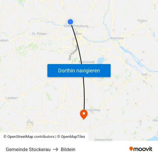 Gemeinde Stockerau to Bildein map