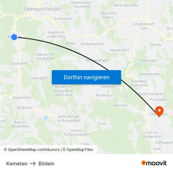Kemeten to Bildein map