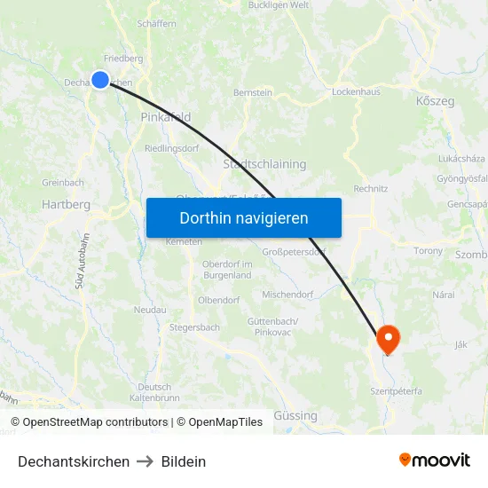 Dechantskirchen to Bildein map