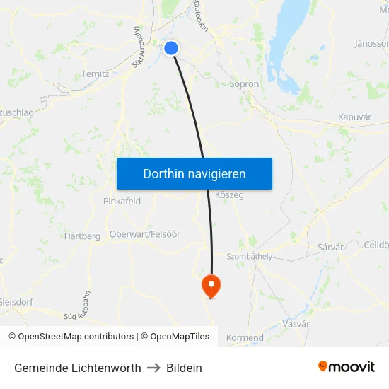 Gemeinde Lichtenwörth to Bildein map