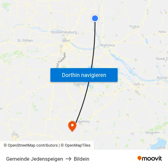 Gemeinde Jedenspeigen to Bildein map