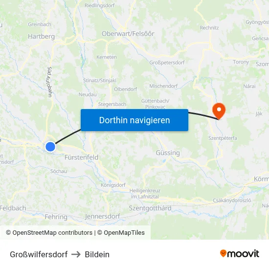 Großwilfersdorf to Bildein map