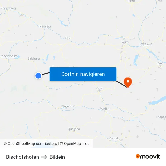 Bischofshofen to Bildein map