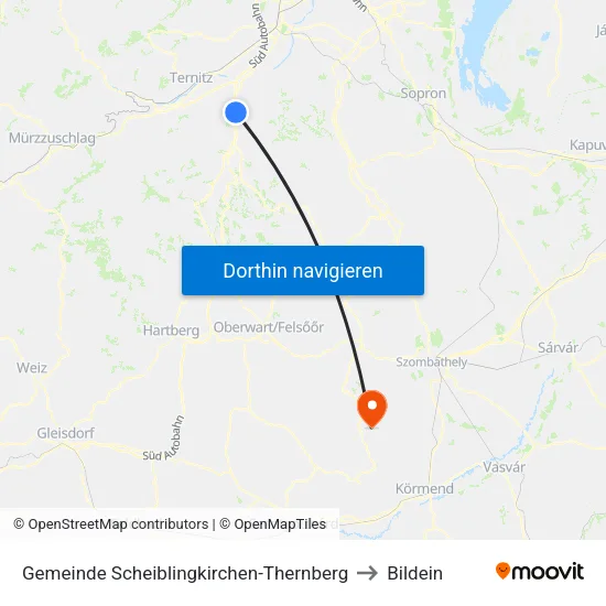 Gemeinde Scheiblingkirchen-Thernberg to Bildein map